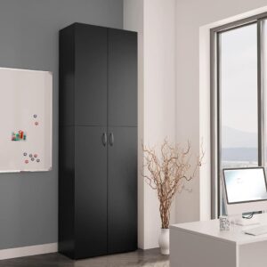 Armadio per Ufficio Nero 60x32x190 cm in Legno Multistrato