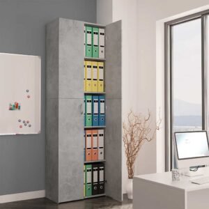 Armadio da Ufficio Grigio Cemento 60x32x190cm Legno Multistrato