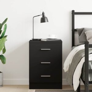 Comodino Nero 38x35x56 cm in Legno Multistrato