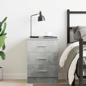 Comodino Grigio Cemento 38x35x56 cm in Legno Multistrato