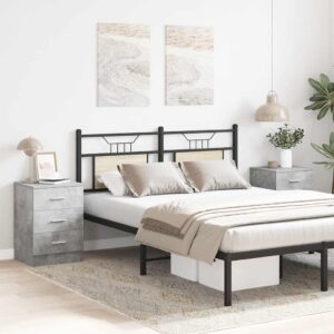 Comodini 2 pz Grigio Cemento 38x35x56 cm in Legno Multistrato