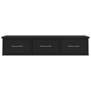 Scaffale con Cassetti a Parete Nero 88x26x18,5 cm Multistrato