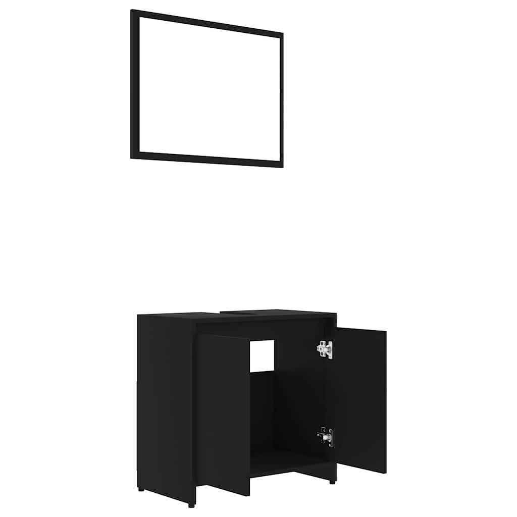 Set Mobili da Bagno Nero in Legno Multistrato