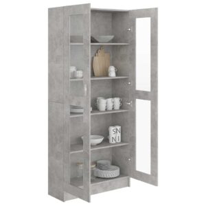 Armadietto Vetrina Grigio Cemento 82,5x30,5x185,5cm Multistrato