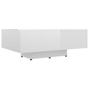Tavolino da Salotto Bianco Lucido 85x55x31 cm Legno Multistrato