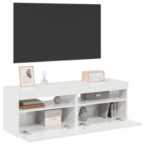 Mobili Porta TV con Luci LED 2 pz Bianco Lucido 60x35x40 cm