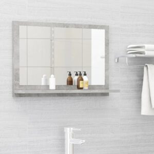 Specchio da Bagno Grigio Cemento 60x10,5x37cm Legno Multistrato