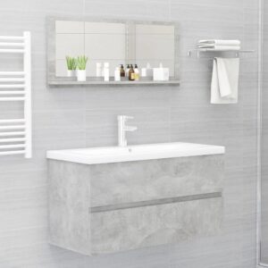 Specchio da Bagno Grigio Cemento 90x10,5x37cm Legno Multistrato