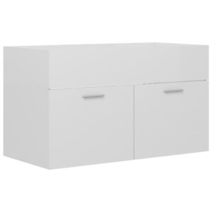 Mobile Sottolavabo Bianco Lucido 80x38,5x46cm Legno Multistrato