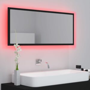 Specchio da Bagno a LED Nero 100x8,5x37 cm in Acrilico