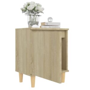 Comodino con Gambe in Legno Massello Rovere Sonoma 40x35x50cm
