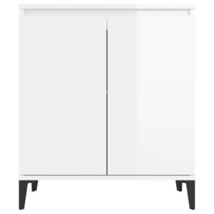 Credenza Bianco Lucido 60x35x70 cm in Legno Multistrato