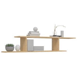 Scaffale TV Parete Rovere Sonoma 125x18x23 cm Legno Multistrato
