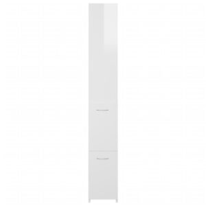 Armadietto Bagno Bianco Lucido 25x26,5x170 cm Legno Multistrato