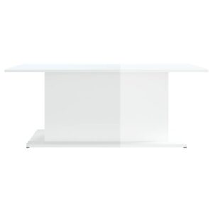 Tavolino da Salotto Bianco Lucido 102x55,5x40 cm in Truciolato