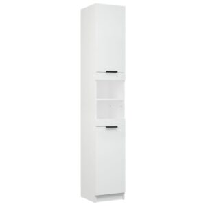 Armadietto da Bagno Bianco 32x34x188,5 cm in Legno Multistrato