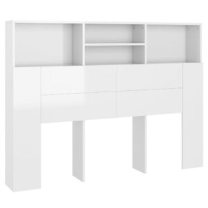 Testiera con Scomparti Bianco Lucido 140x19x103,5 cm