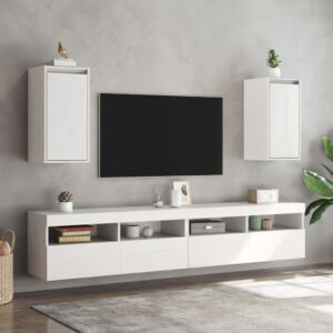 Pensili 2 pz Bianchi 30x30x60 cm in Legno Massello di Pino