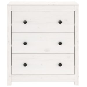 Credenza Bianca 70x35x80 cm in Legno Massello di Pino