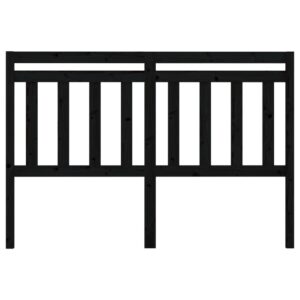 Testiera per Letto Nera 146x4x100 cm in Legno Massello di Pino