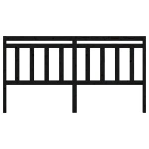 Testiera per Letto Nera 206x4x100 cm in Legno Massello di Pino
