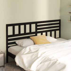 Testiera per Letto Nera 206x4x100 cm in Legno Massello di Pino