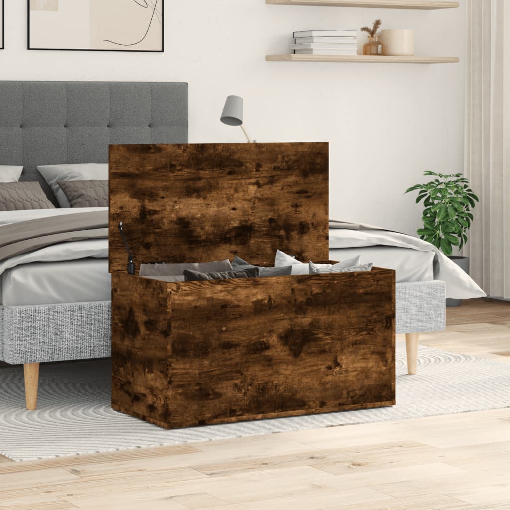 Cassapanca Rovere Fumo 84x42x46 cm in Legno Ingegnerizzato
