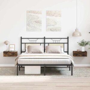 Comodini Pensili Rovere Fumo 2pz 40x30x15 cm Legno Multistrato