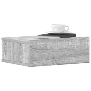Comodino Pensile Grigio Sonoma 40x30x15cm in Legno Multistrato