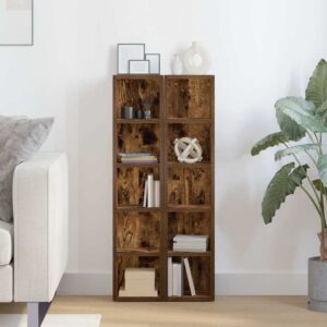 Mobili Porta CD 2pz Rovere Fumo 21x16x93,5cm Legno Multistrato