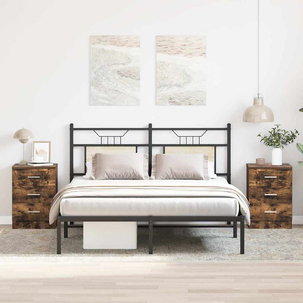 Comodini 2 pz Rovere Fumo 38x35x56 cm in Legno Multistrato