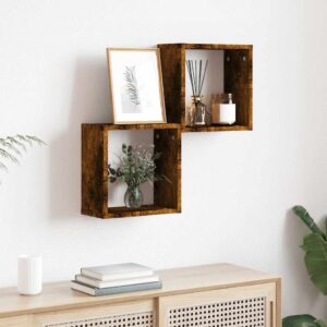 Mensole a Cubo 2 pz Rovere Fumo 30x15x30 cm