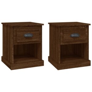 Comodini 2 pz Rovere Marrone 39x39x47,5 cm in Legno Multistrato