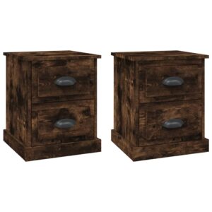 Comodini 2 pz Rovere Fumo 39x39x47,5 cm in Legno Multistrato