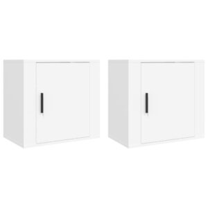 Comodini a Muro 2 pz Bianchi 50x36x47 cm