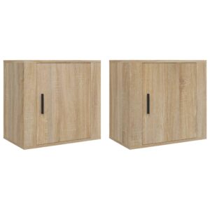 Comodini a Muro 2 pz Rovere Sonoma 50x30x47 cm