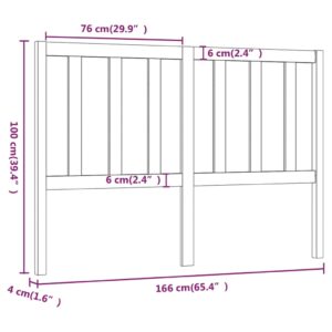 Testiera per Letto Nera 166x4x100 cm in Legno Massello di Pino