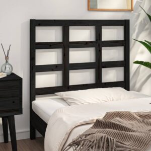 Testiera per Letto Nera 95,5x4x100 cm in Legno Massello di Pino