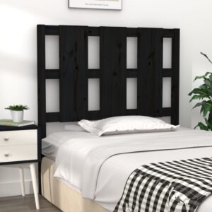 Testiera per Letto Nera 95,5x4x100 cm in Legno Massello di Pino