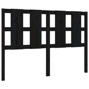 Testiera per Letto Nera 145,5x4x100cm in Legno Massello di Pino
