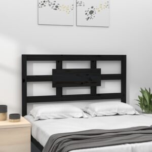 Testiera per Letto Nera 95,5x4x100 cm in Legno Massello di Pino