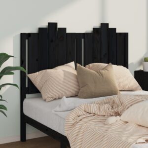 Testiera per Letto Nera 126x4x110 cm in Legno Massello di Pino