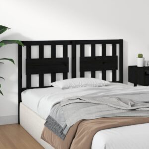 Testiera per Letto Nera 145,5x4x100cm in Legno Massello di Pino
