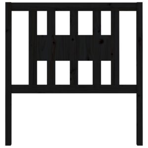 Testiera per Letto Nera 96x4x100 cm in Legno Massello di Pino