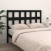 Testiera per Letto Nera 145,5x4x100cm in Legno Massello di Pino