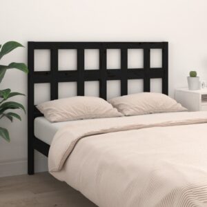 Testiera per Letto Nera 145,5x4x100cm in Legno Massello di Pino