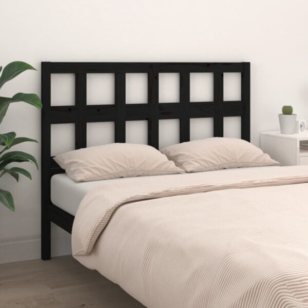 Testiera per Letto Nera 145,5x4x100cm in Legno Massello di Pino