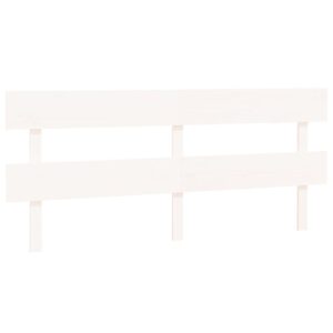 Testiera per Letto Bianca 204x3x81 cm in Legno Massello di Pino