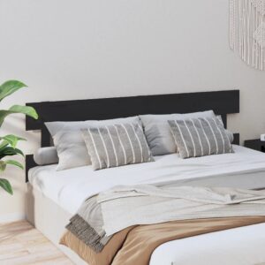 Testiera per Letto Nera 204x3x81 cm in Legno Massello di Pino