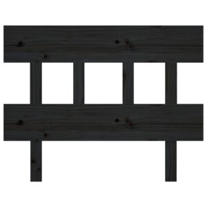 Testiera per Letto Nera 93,5x3x81 cm in Legno Massello di Pino